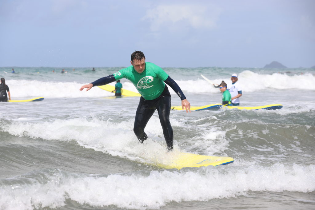 Surfing on our English language course with Skool in Cornwall